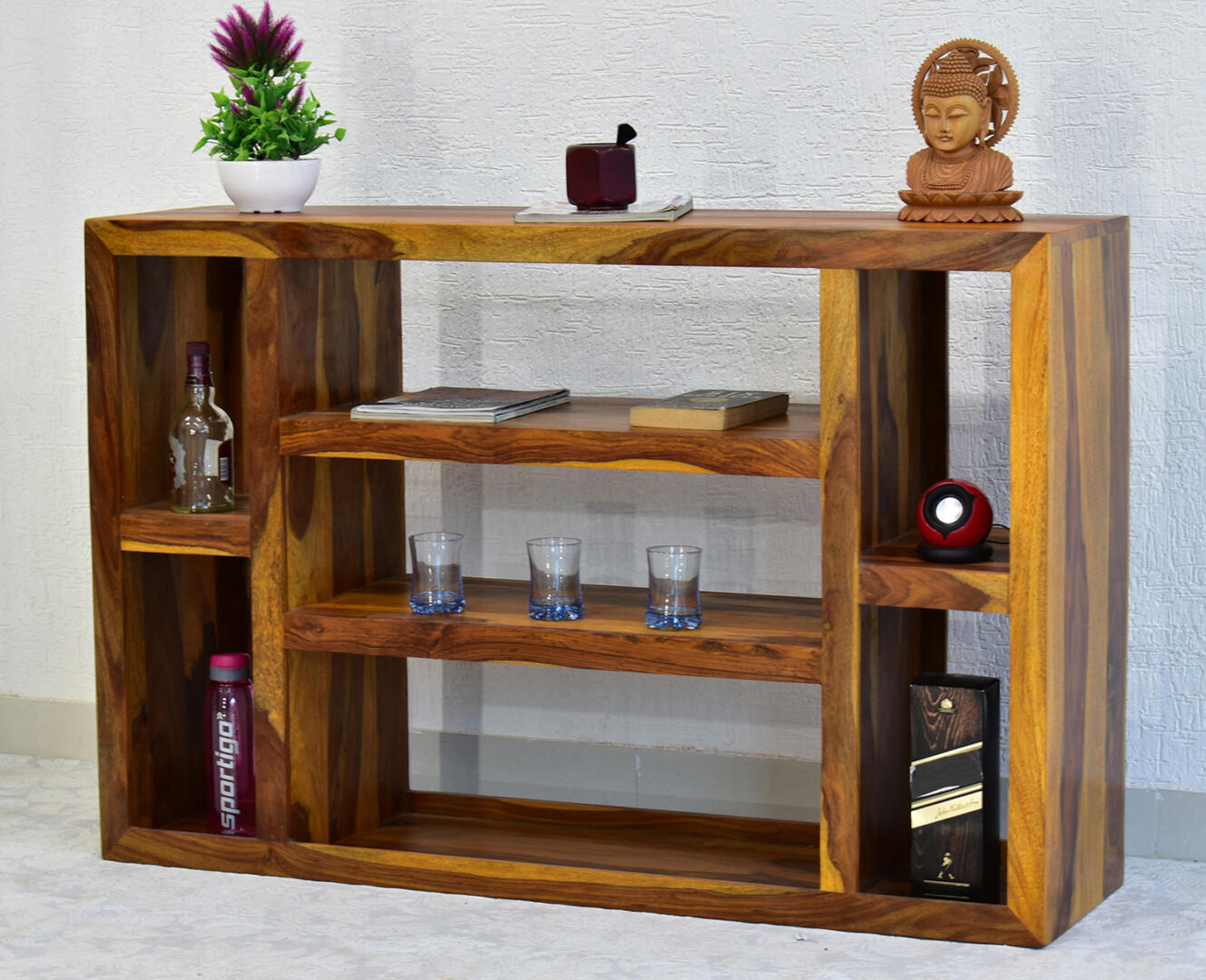 Ruth Multipurpose Bookshelf/Tower - Yellow Brown Natural Teak) - Image 2